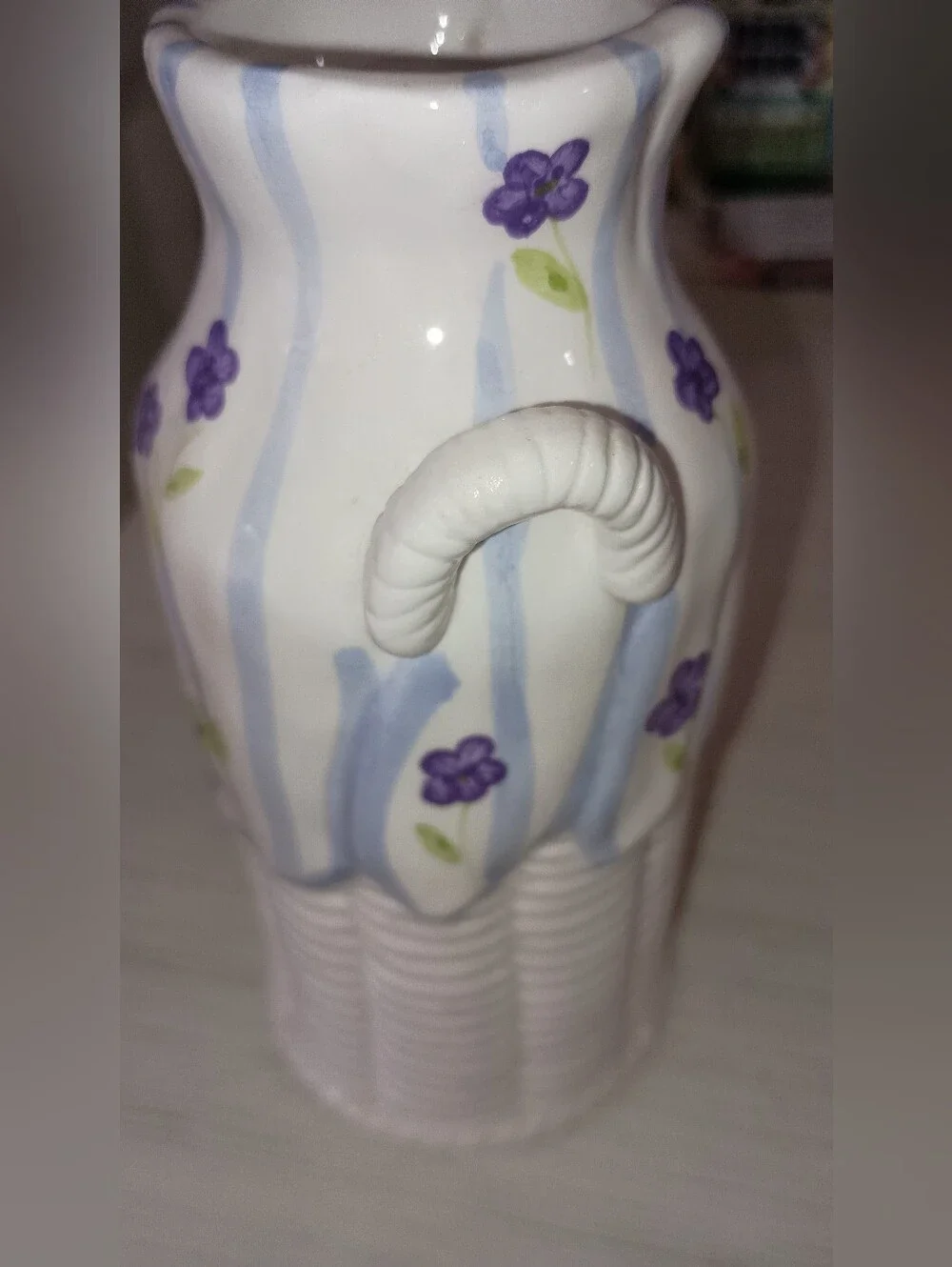 3/$15 Porcelain Ceramic Vase with Purple Floral Design